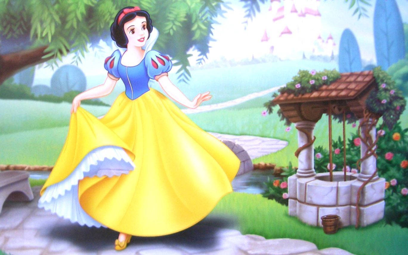 Snow White, yellow gown, floral well, HD Desktop Wallpaper