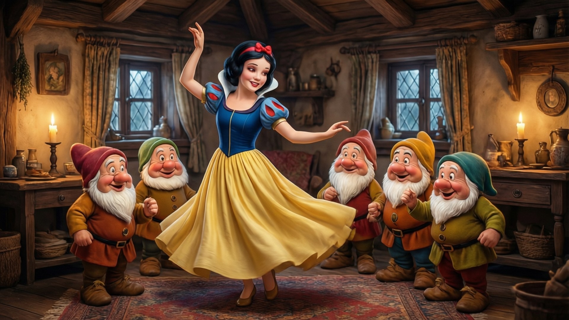Snow White, blue dress, yellow skirt, Full HD Desktop Wallpaper