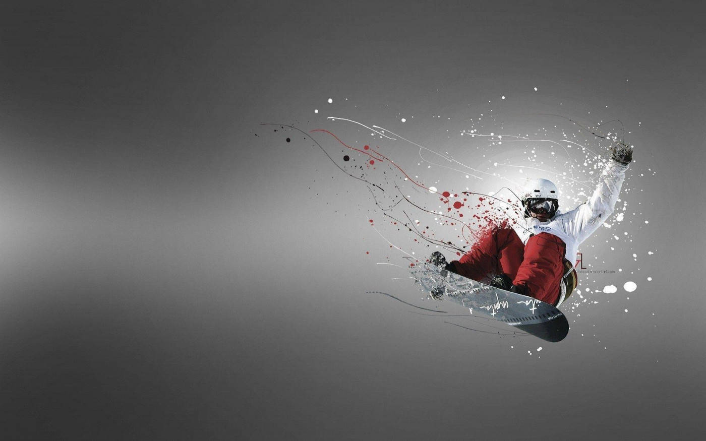 snowboard, red pants, white helmet, HD Desktop Wallpaper