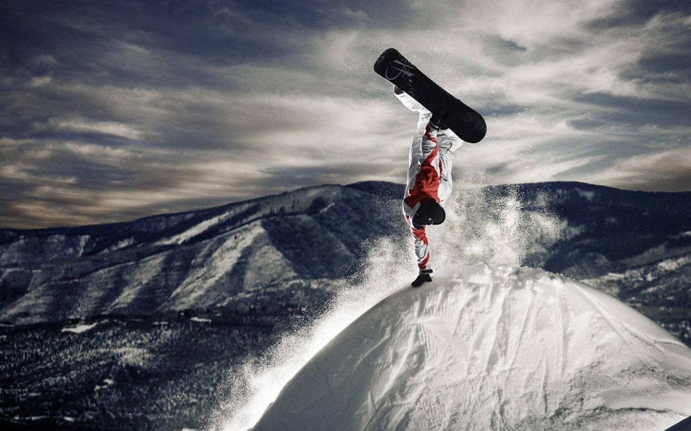 snowboarder, backflip, snowy peak, HD Desktop Wallpaper