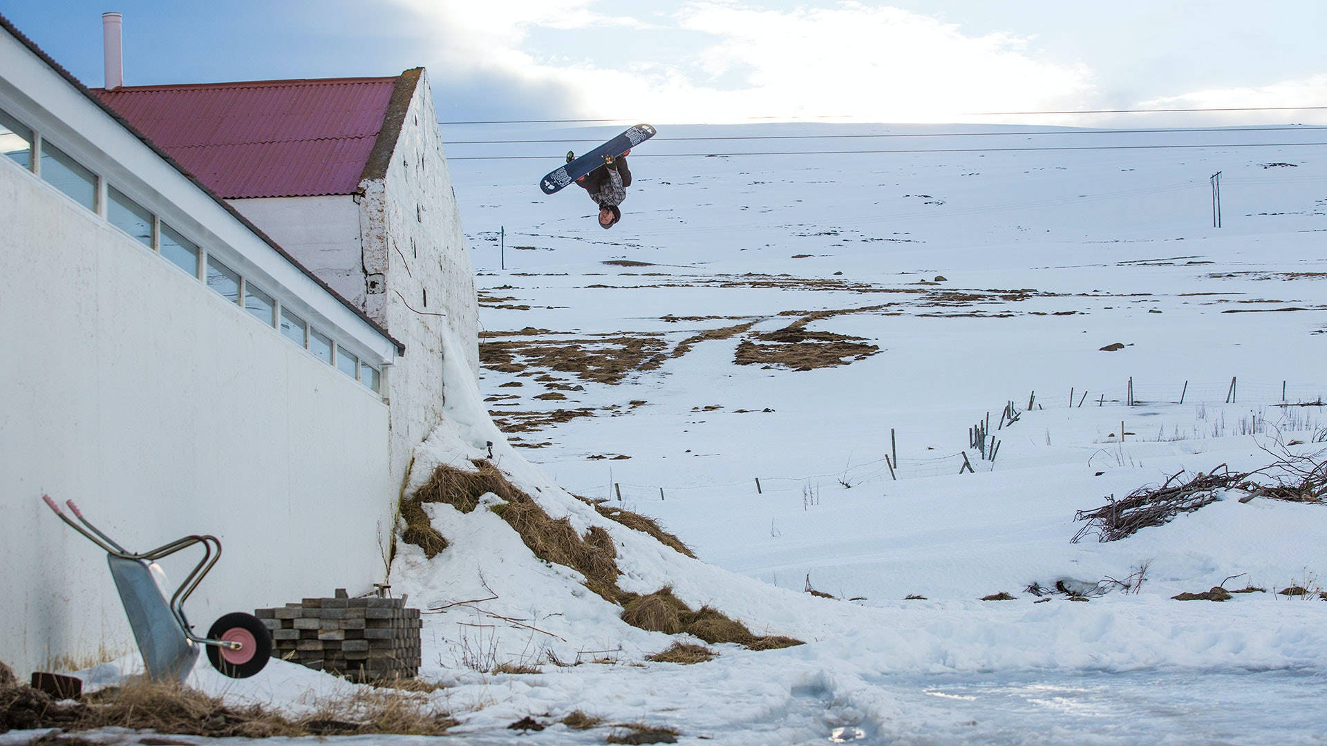 snowboarding, aerial flip, snowy field, Full HD Desktop Wallpaper