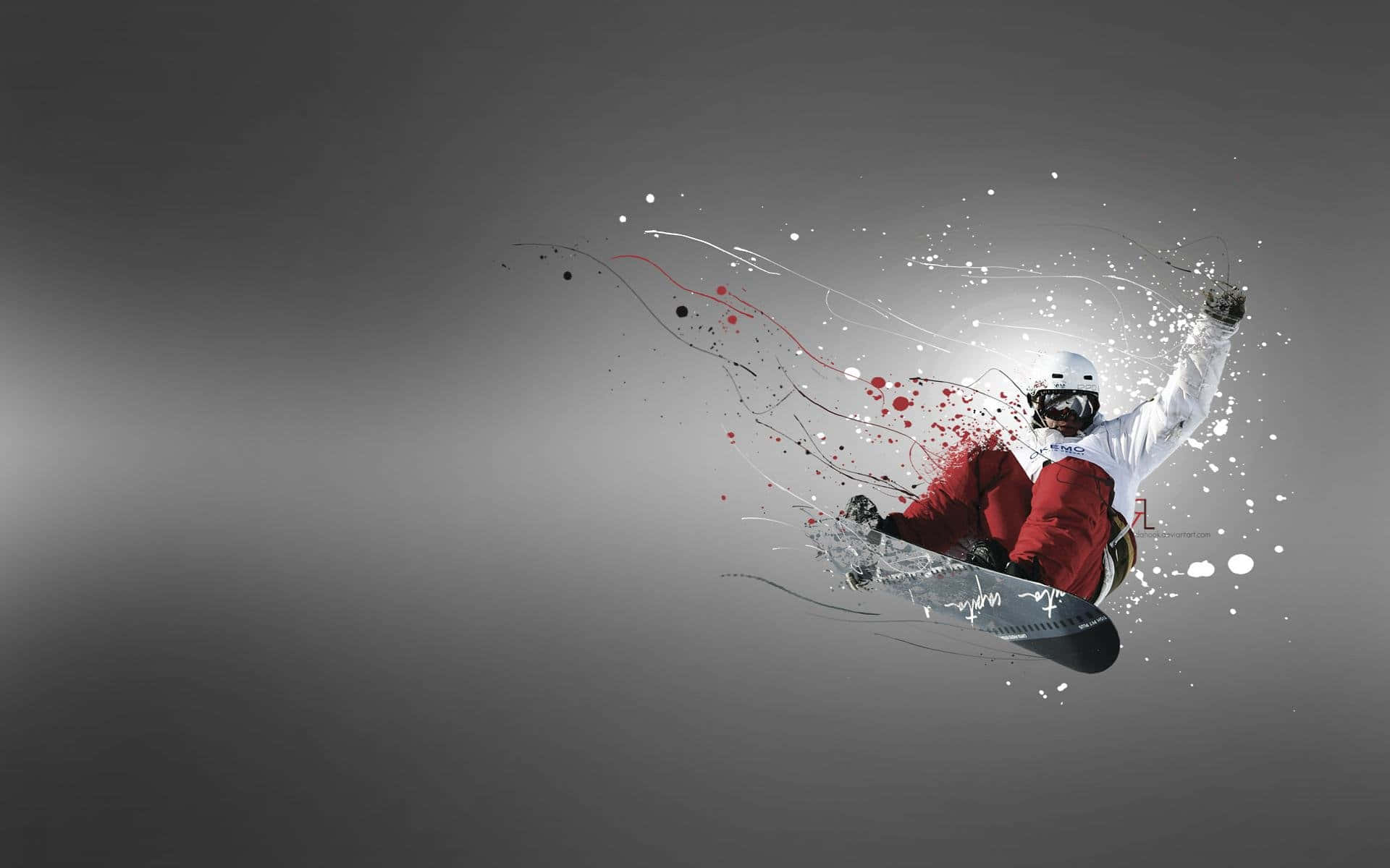 red pants, white jacket, gray background, Full HD Desktop Wallpaper
