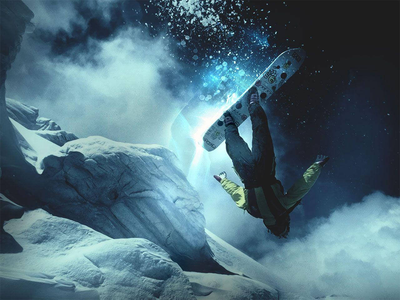 yellow, snowboarder, inverted aerial trick, HD Desktop Wallpaper