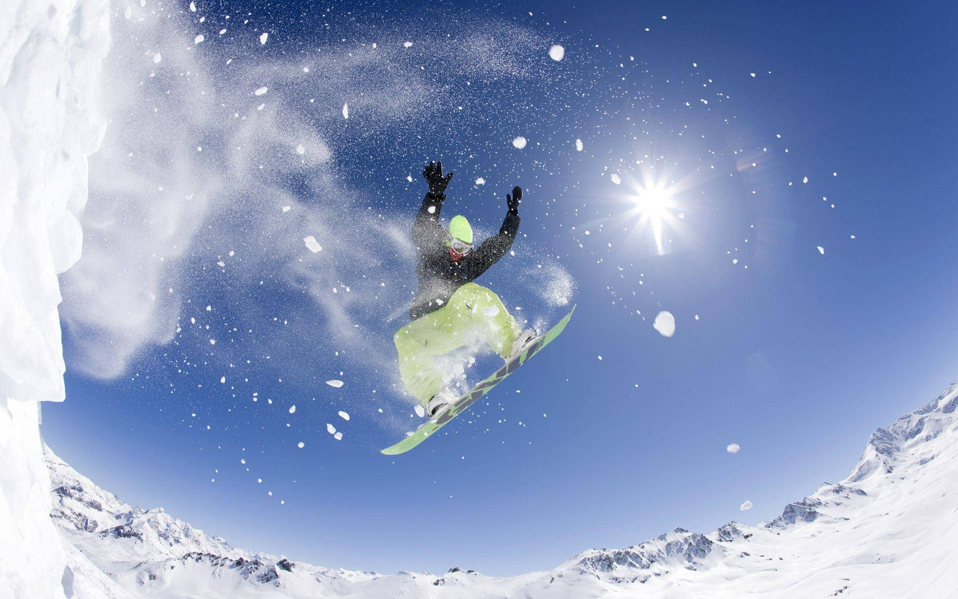 snowboarder, snowboard, crisp winter air, Full HD Desktop Wallpaper