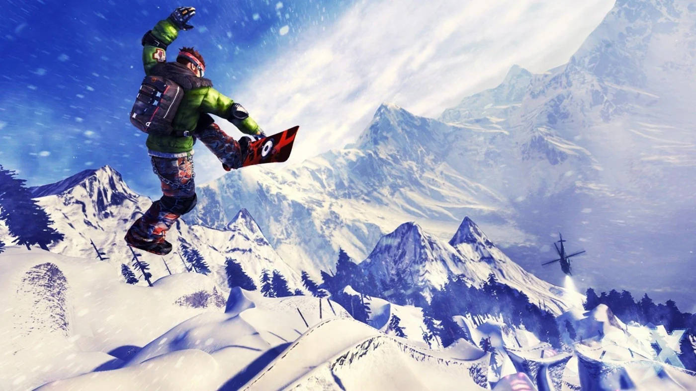 snowboarder, snowy peaks, helicopter, HD Desktop Wallpaper