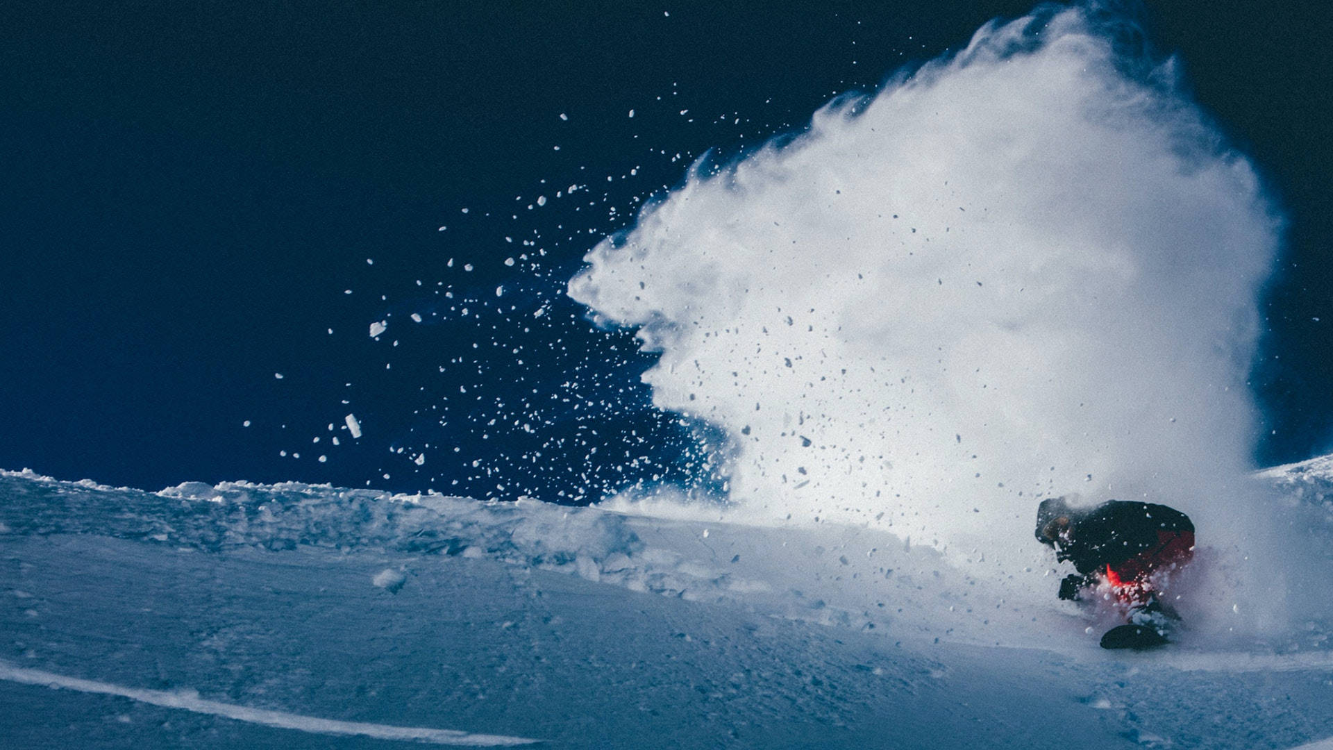 snowboarding, flying snow, deep powder snow, Full HD Desktop Wallpaper