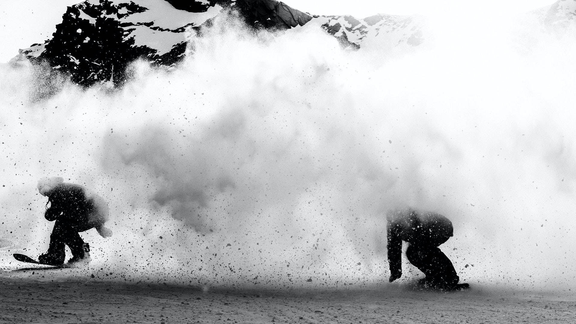 snowboarding, avalanche, powder snow, Full HD Desktop Wallpaper