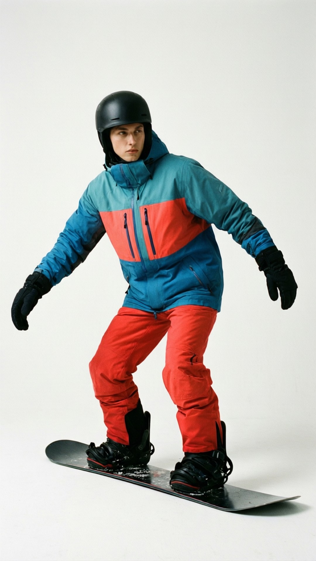 snowboard, blue and red jacket, red pants, Full HD Phone Wallpaper