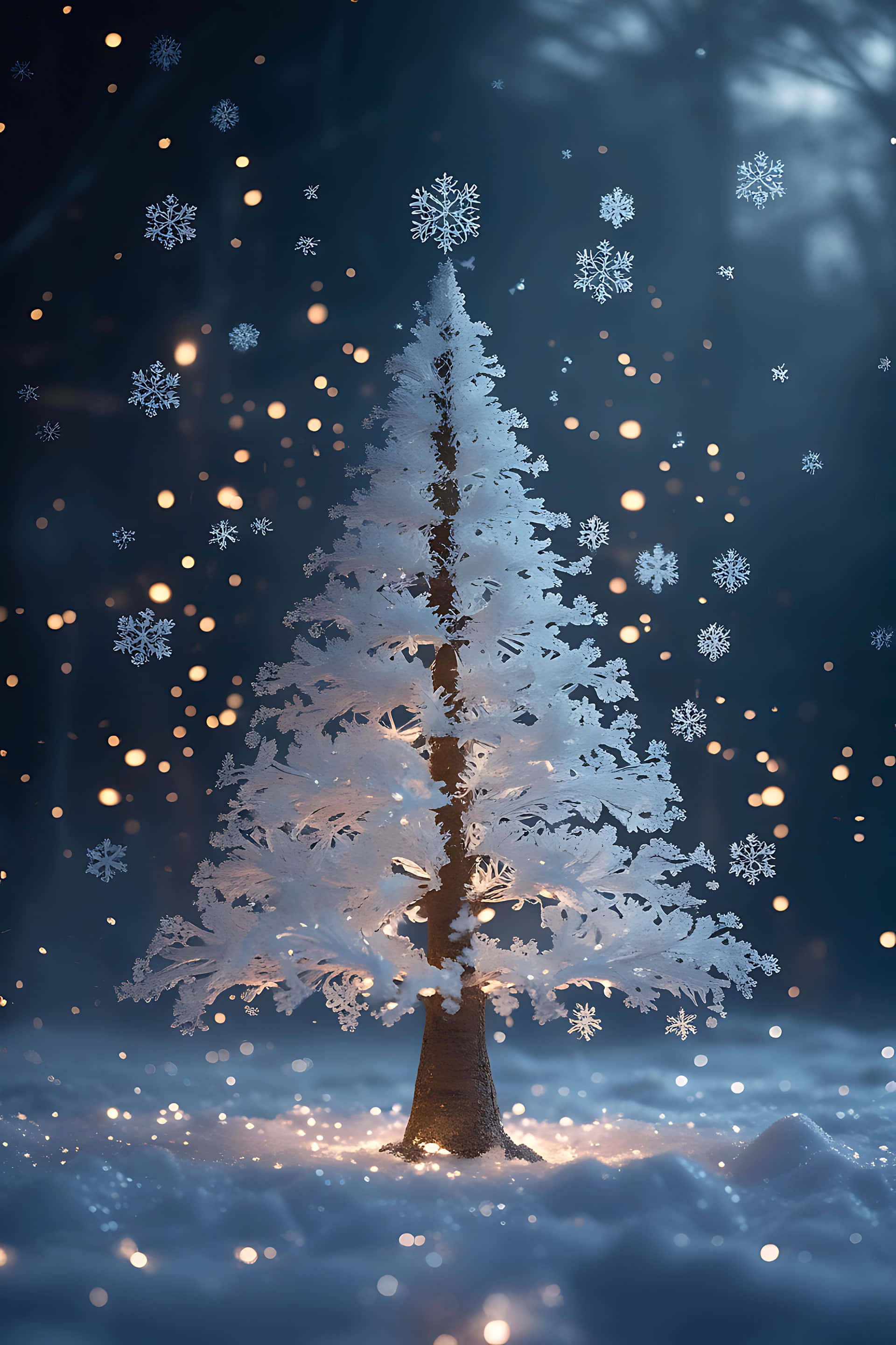 enchanted winter forest, snow-covered tree, winter forest, 2K Phone Wallpaper