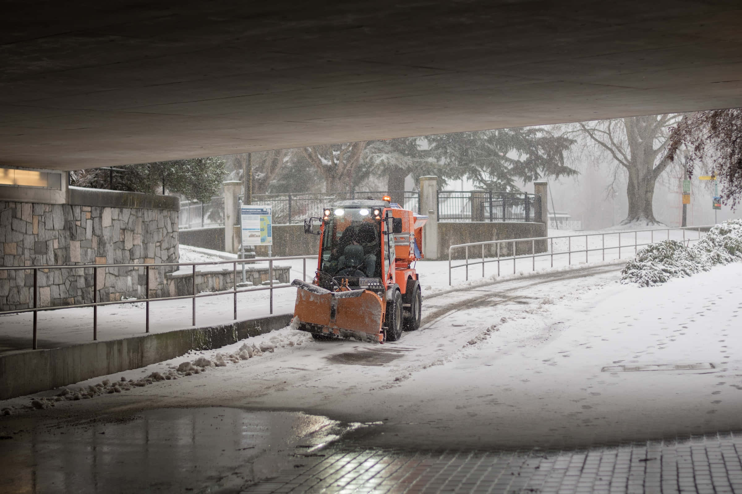 Snowplow, mountain road, winter storm, Full HD Desktop Wallpaper