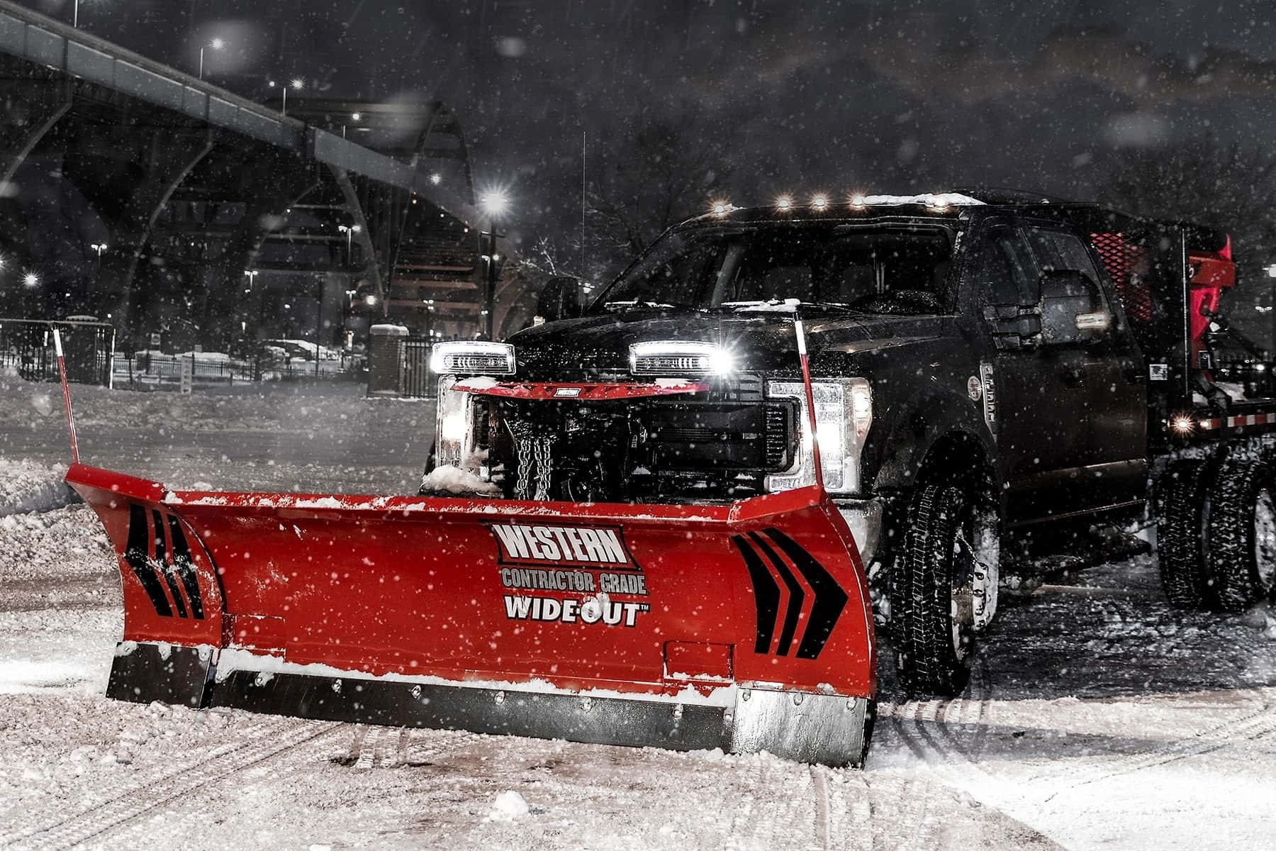 Snowplow, black, bright red blade, HD Desktop Wallpaper