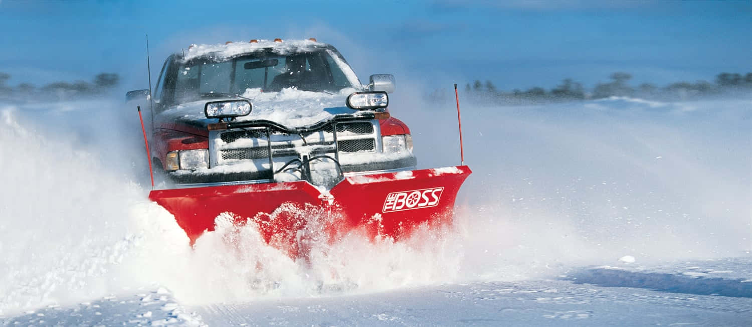 snowplow, red, deep snow, HD Desktop Wallpaper