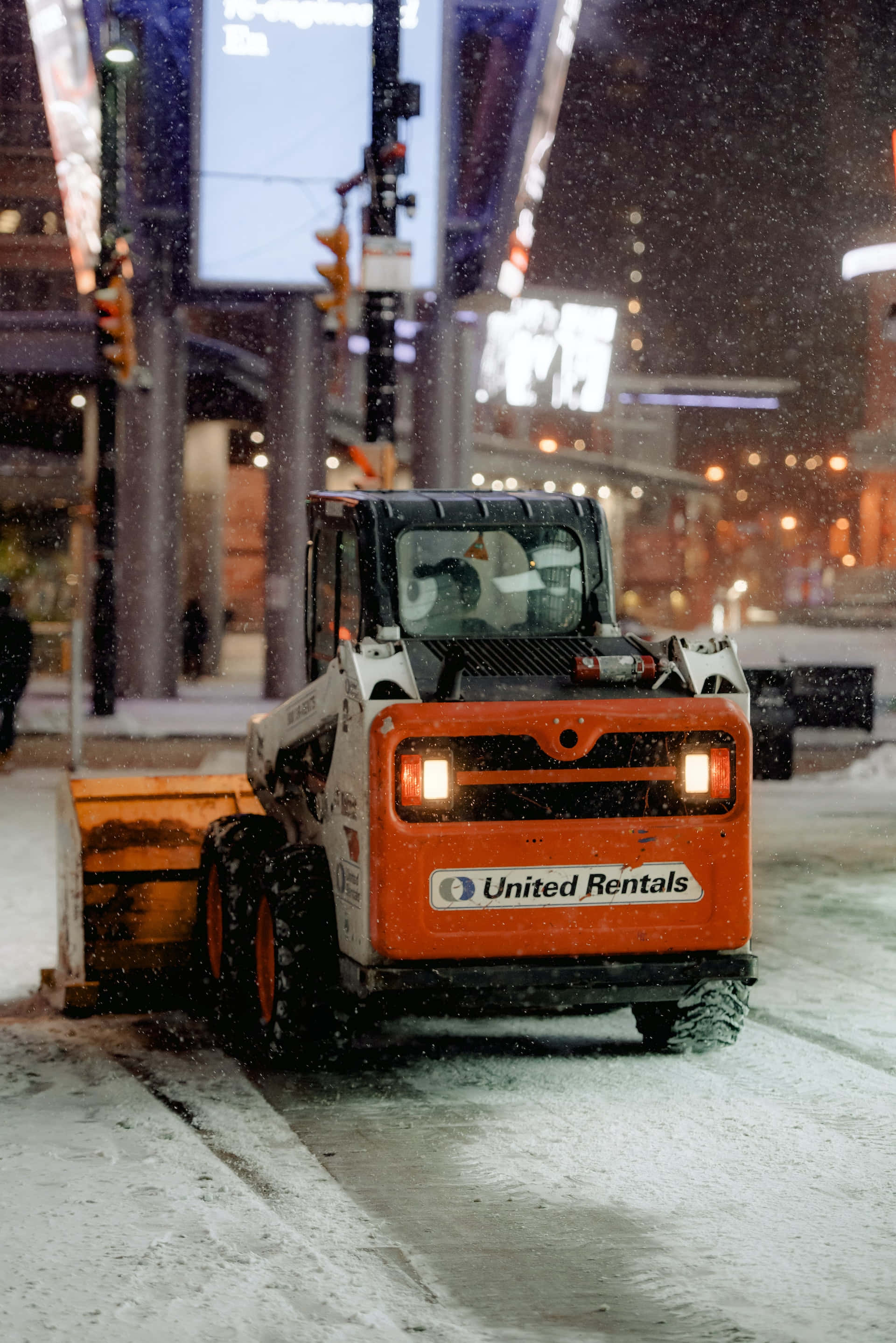 Snowplow, orange, night, 2K Phone Wallpaper