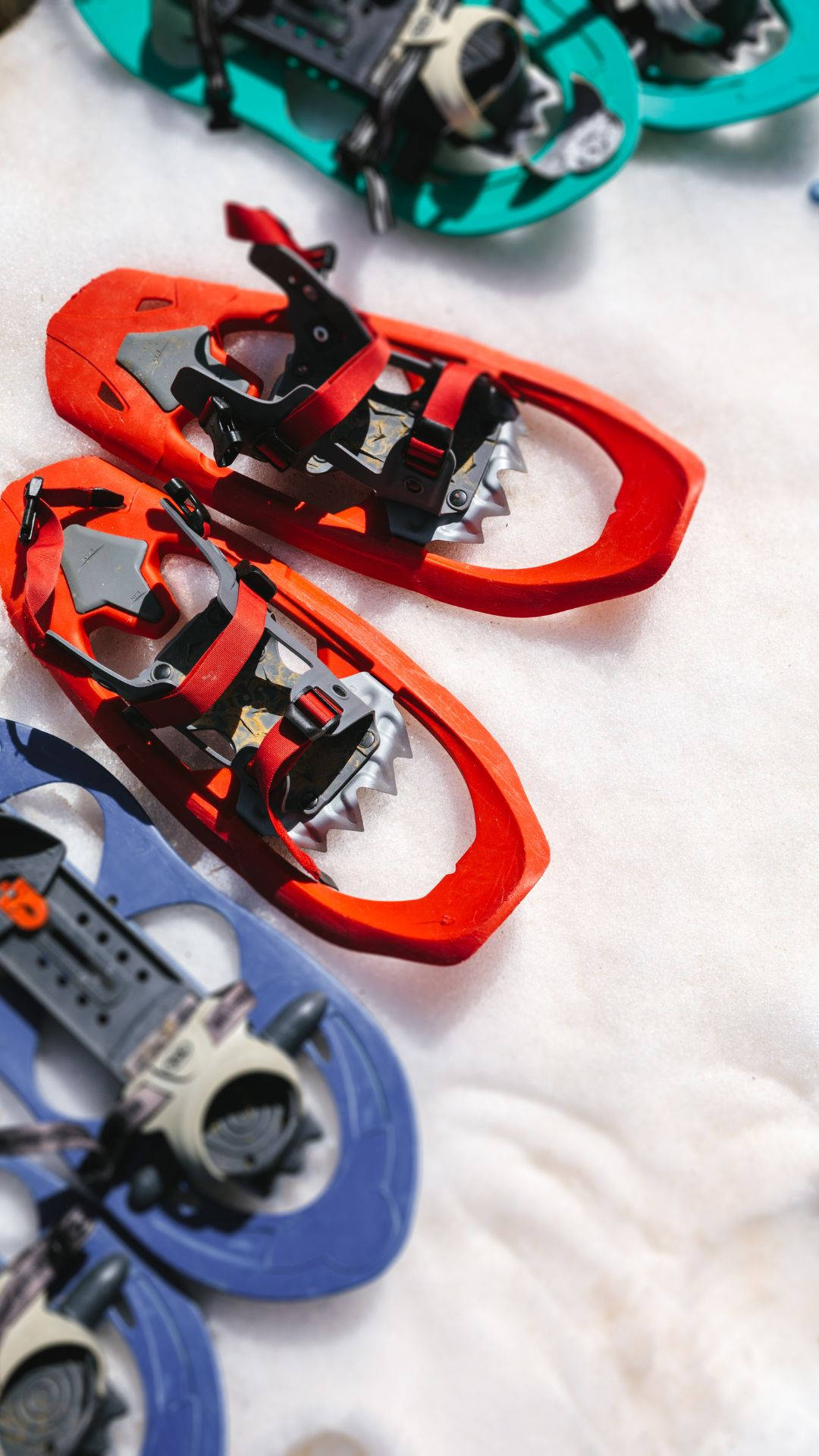 snowshoeing, red, blue, Full HD Phone Wallpaper