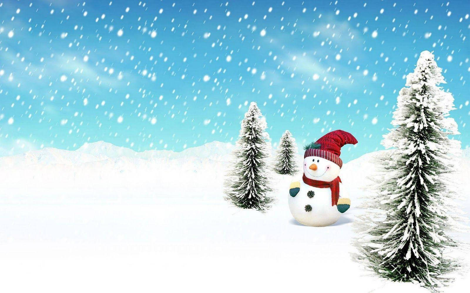 snowman, red hat, scarf, HD Desktop Wallpaper