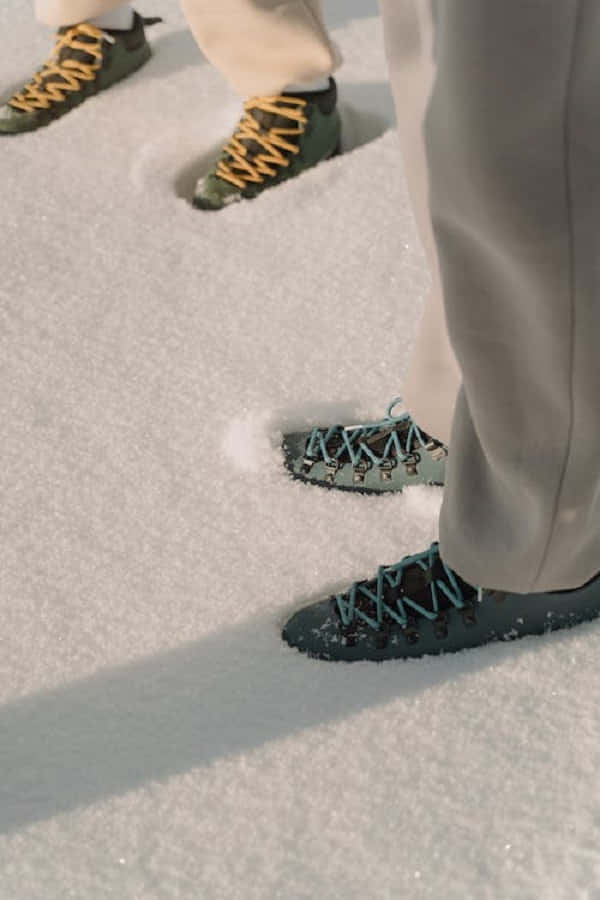 snowshoes, snowy mountain backdrop, fresh powder snow, SD Phone Wallpaper