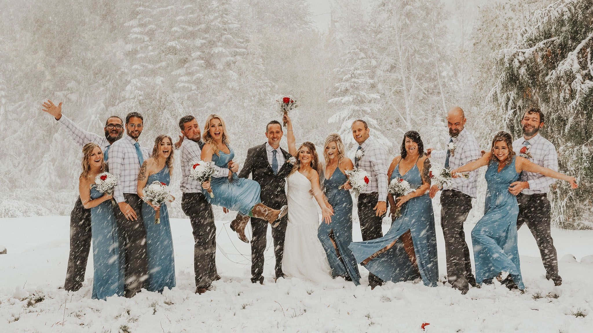 Snowstorm, 2048 x 1152, wedding party, Full HD Desktop Wallpaper