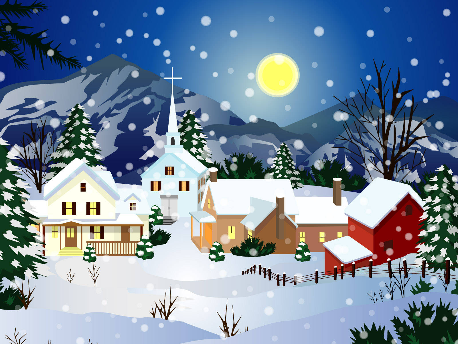 snowy christmas, winter scene, snow, HD Desktop Wallpaper