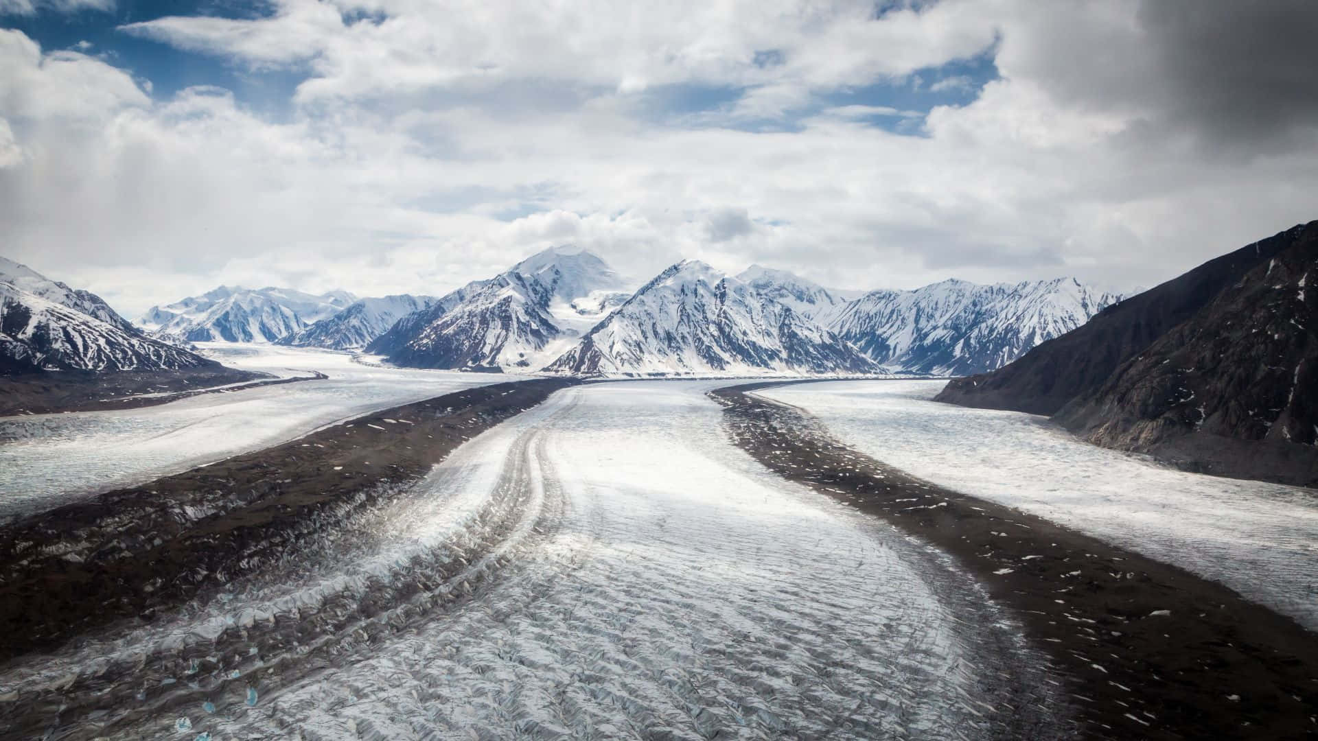 Snowy Road, glacier, mountain valley, Full HD Desktop Wallpaper