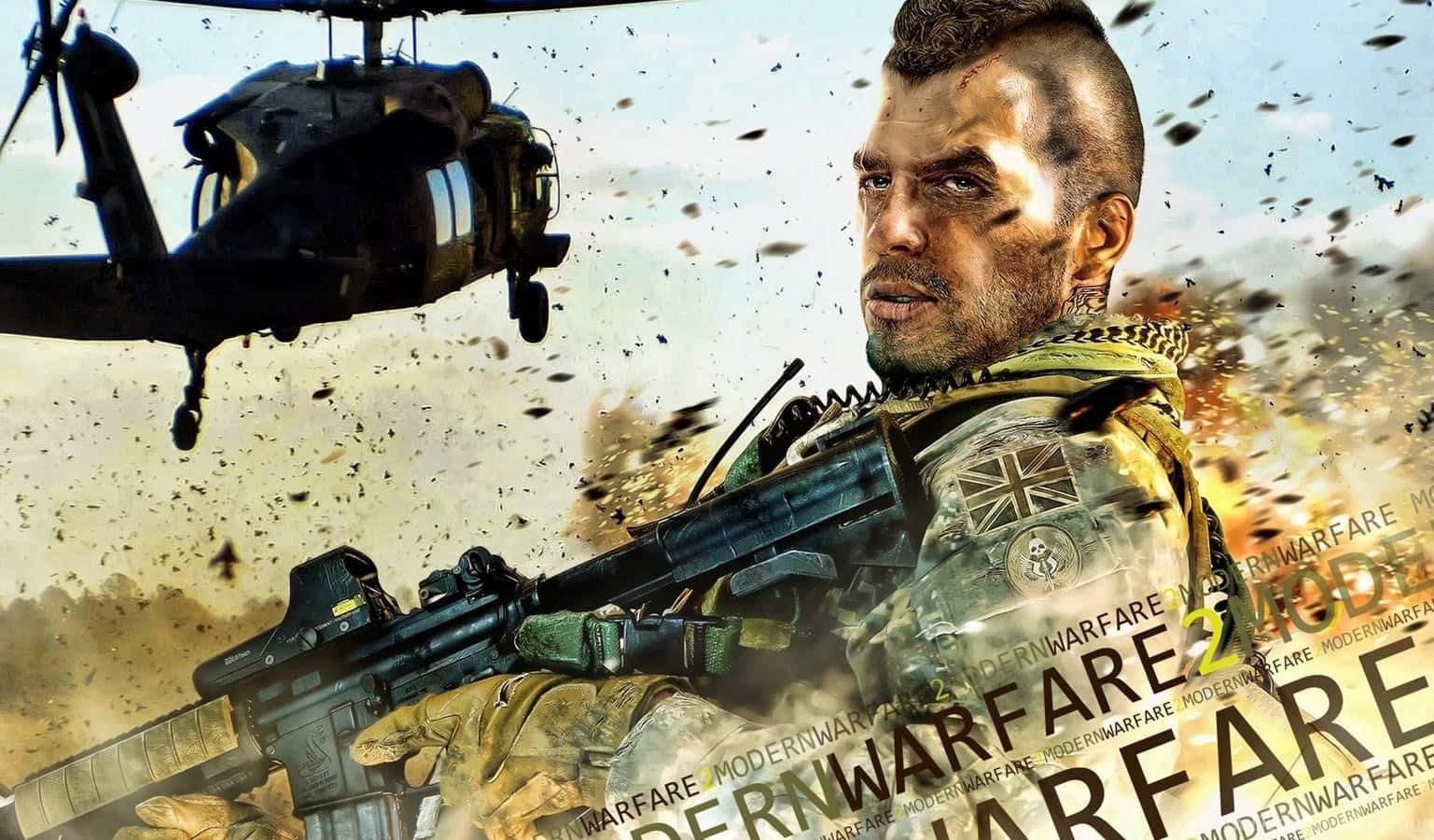 Soap Mactavish, helicopter, rifle, HD Desktop Wallpaper