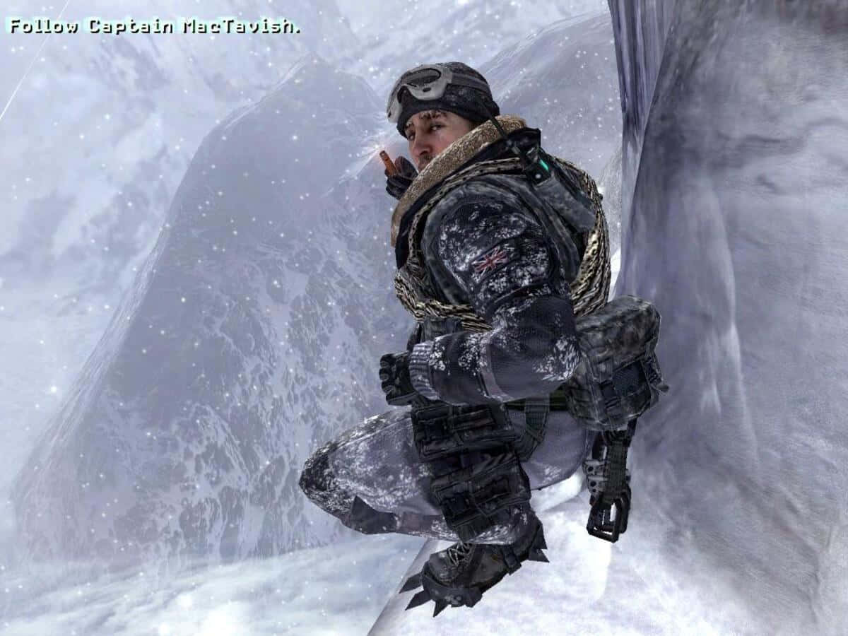 Soap Mactavish, winter gear, snowy mountain slope, SD Desktop Wallpaper