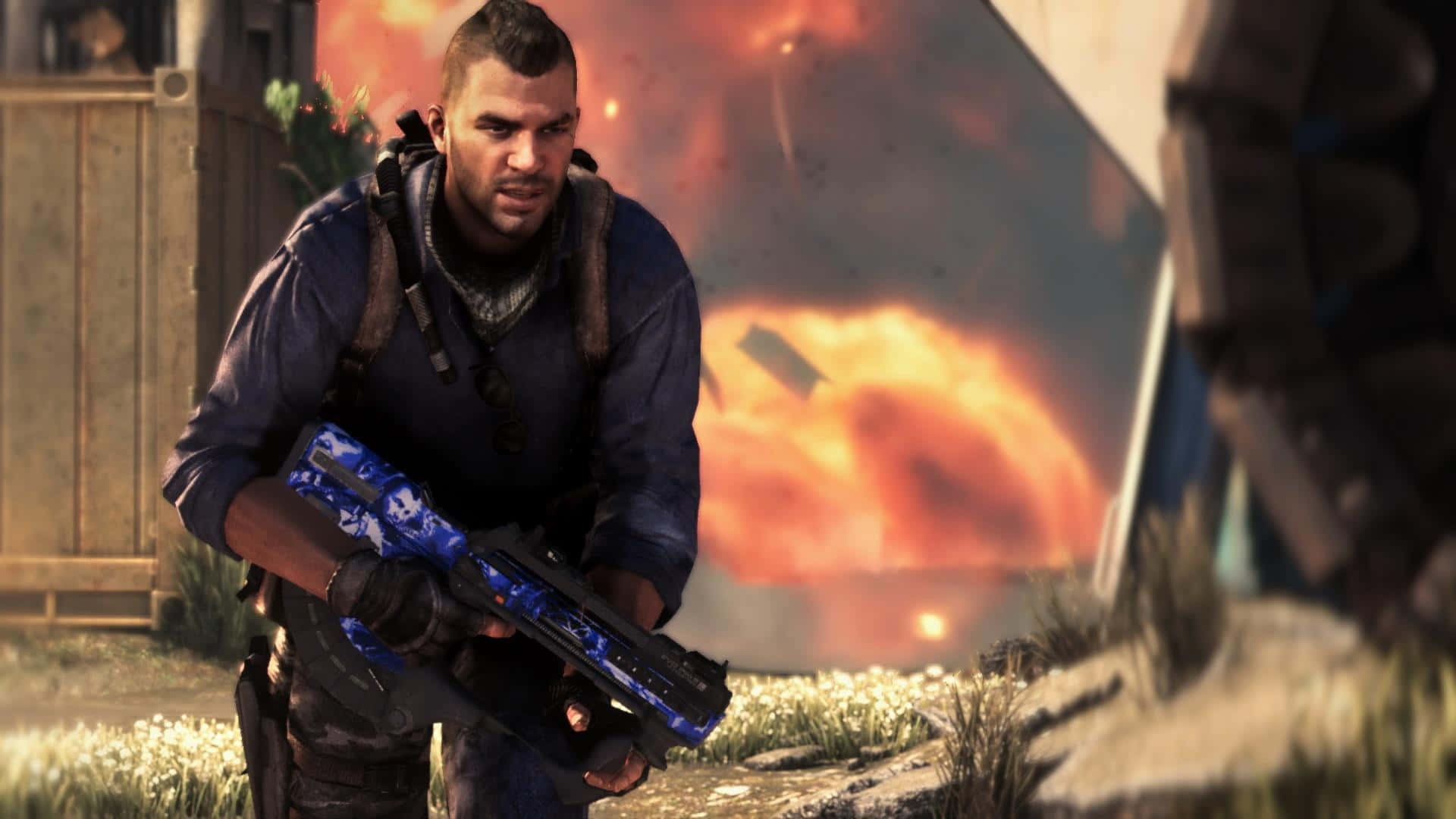 Soap Mactavish, warzone, blue weapon, Full HD Desktop Wallpaper