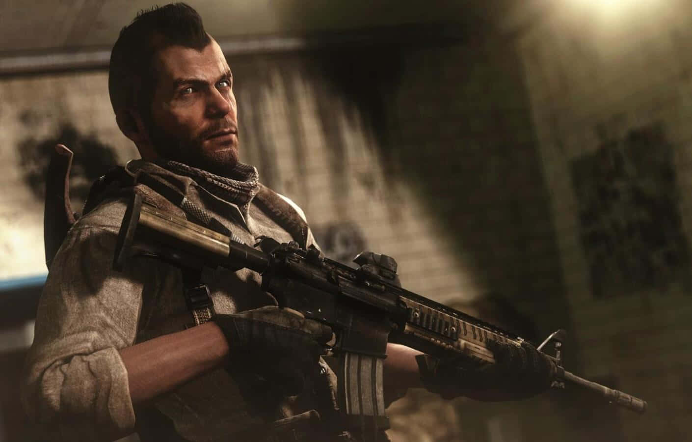 Soap Mactavish, assault rifle, dimly lit, HD Desktop Wallpaper