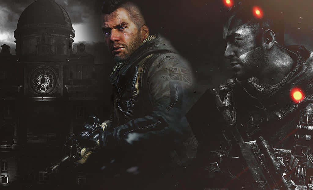 Soap Mactavish, tactical gear, gothic clock tower, SD Desktop Wallpaper
