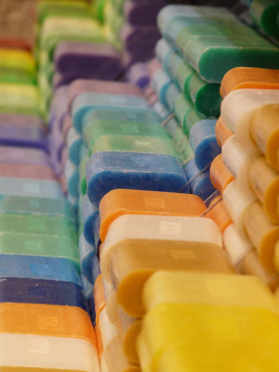 handmade soap, vibrantly colored, rectangular soaps, SD Phone Wallpaper