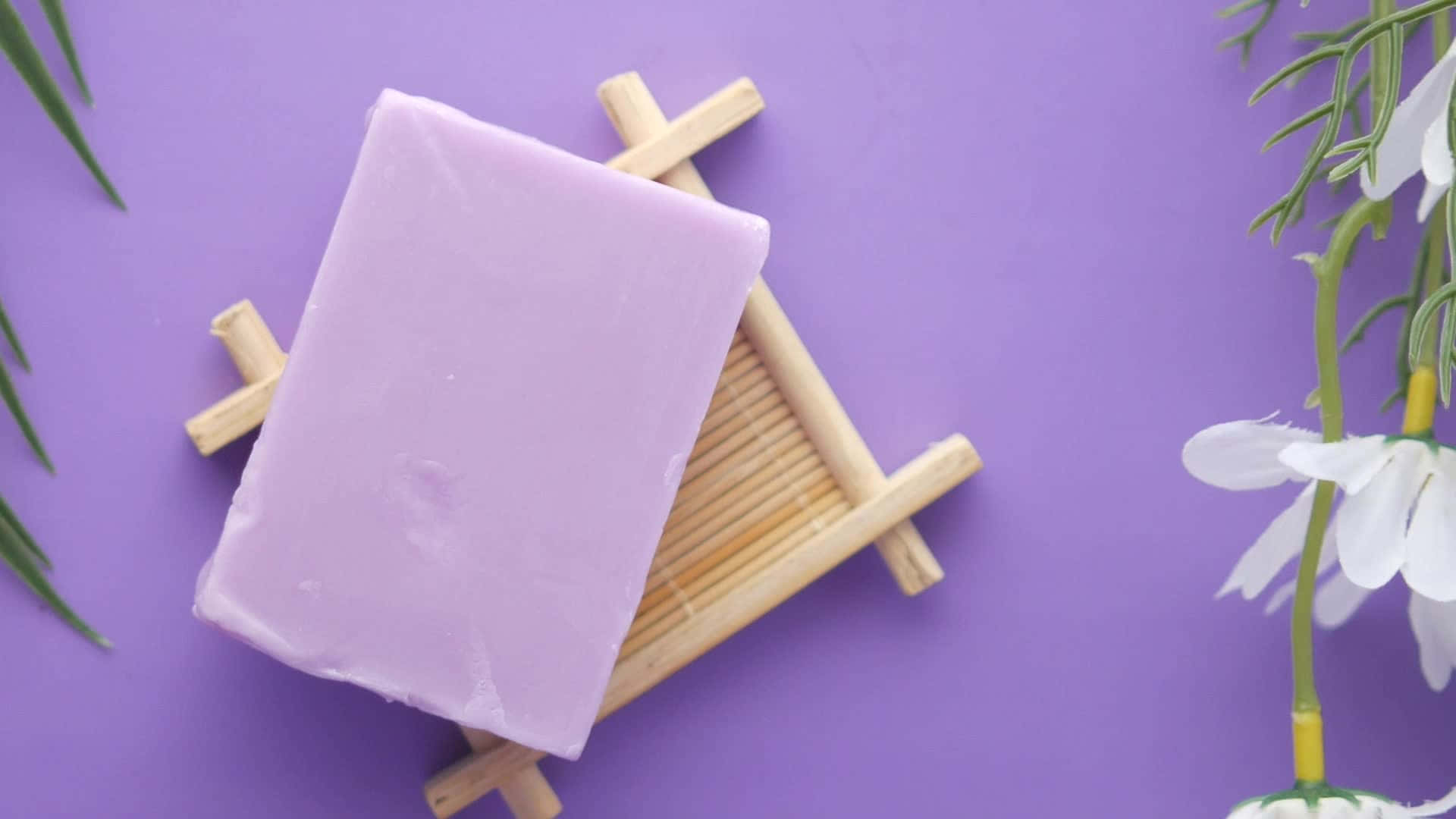 homemade natural lavender soap, wooden stand, vibrant purple background, Full HD Desktop Wallpaper