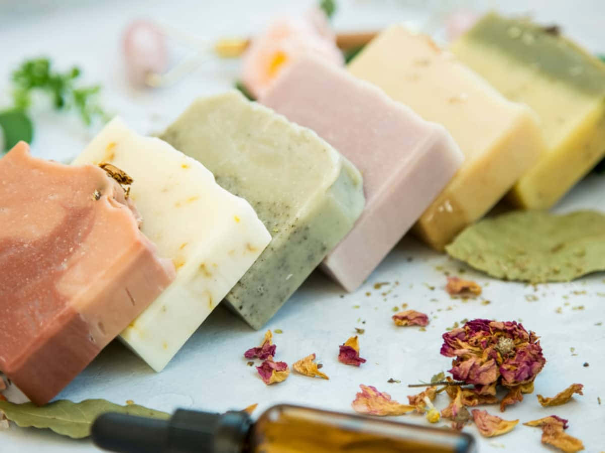 organic soap bars, handmade soaps, dried flower petals, SD Desktop Wallpaper