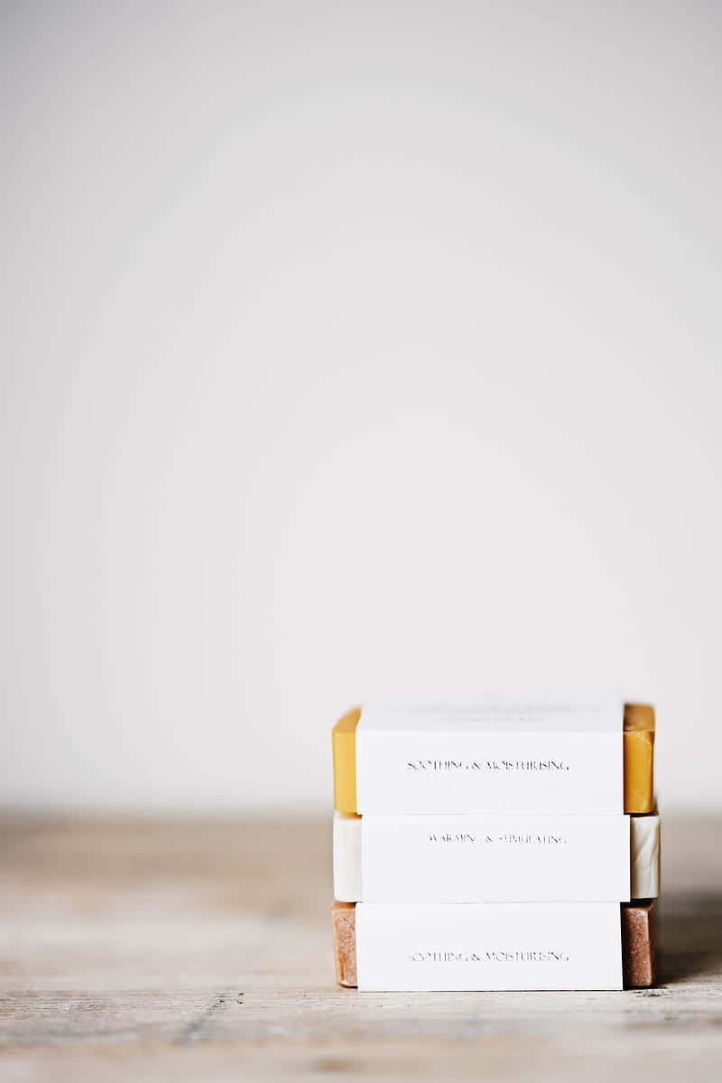 Alchemist Bar Soap, white labels, earthy colored edges, SD Phone Wallpaper