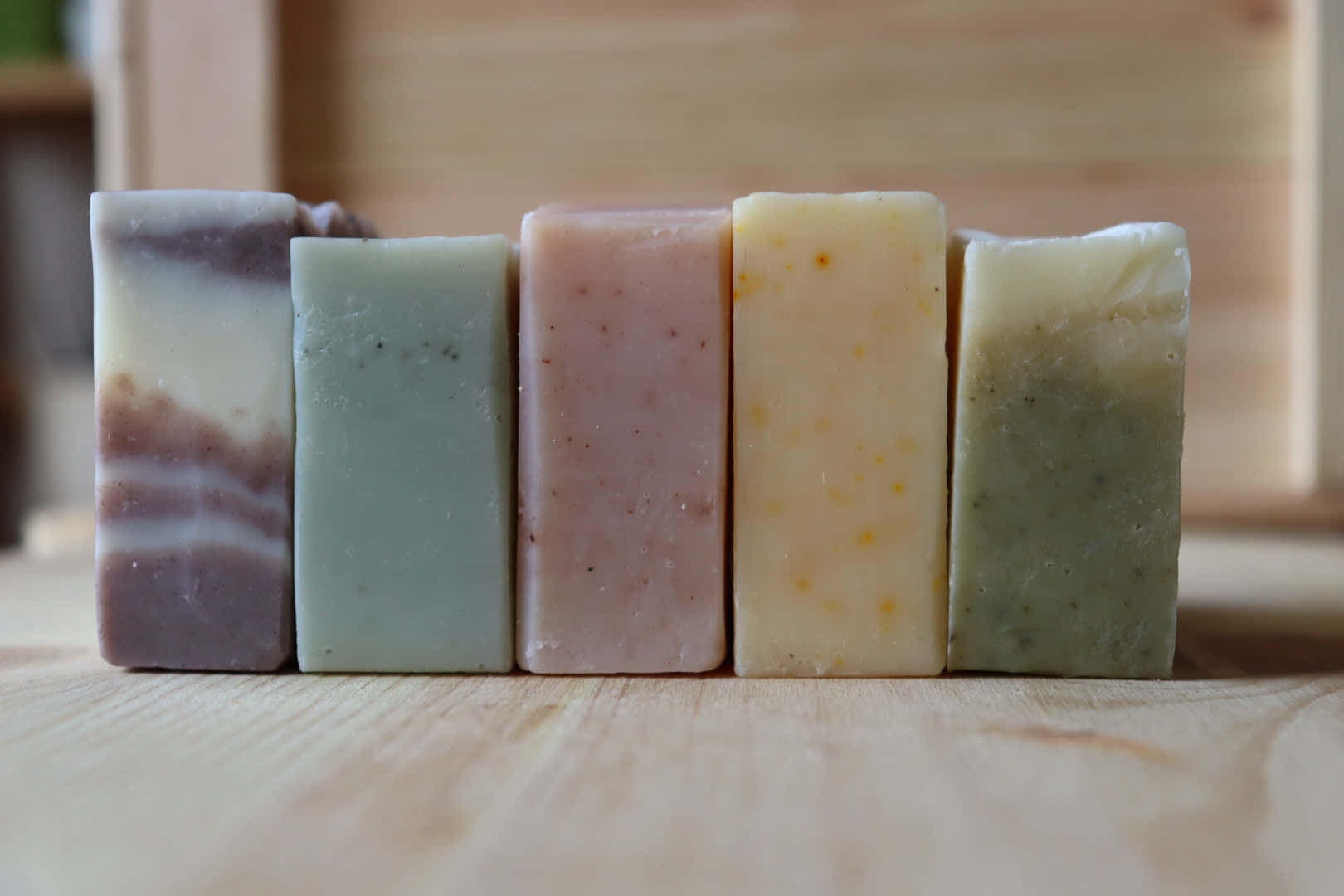 organic handmade soap, pastel hues, light wooden surface, HD Desktop Wallpaper