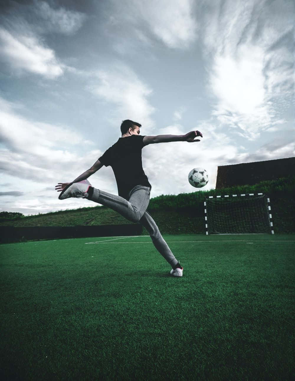 Soccer Aesthetic, green field, dramatic cloudy sky, HD Phone Wallpaper