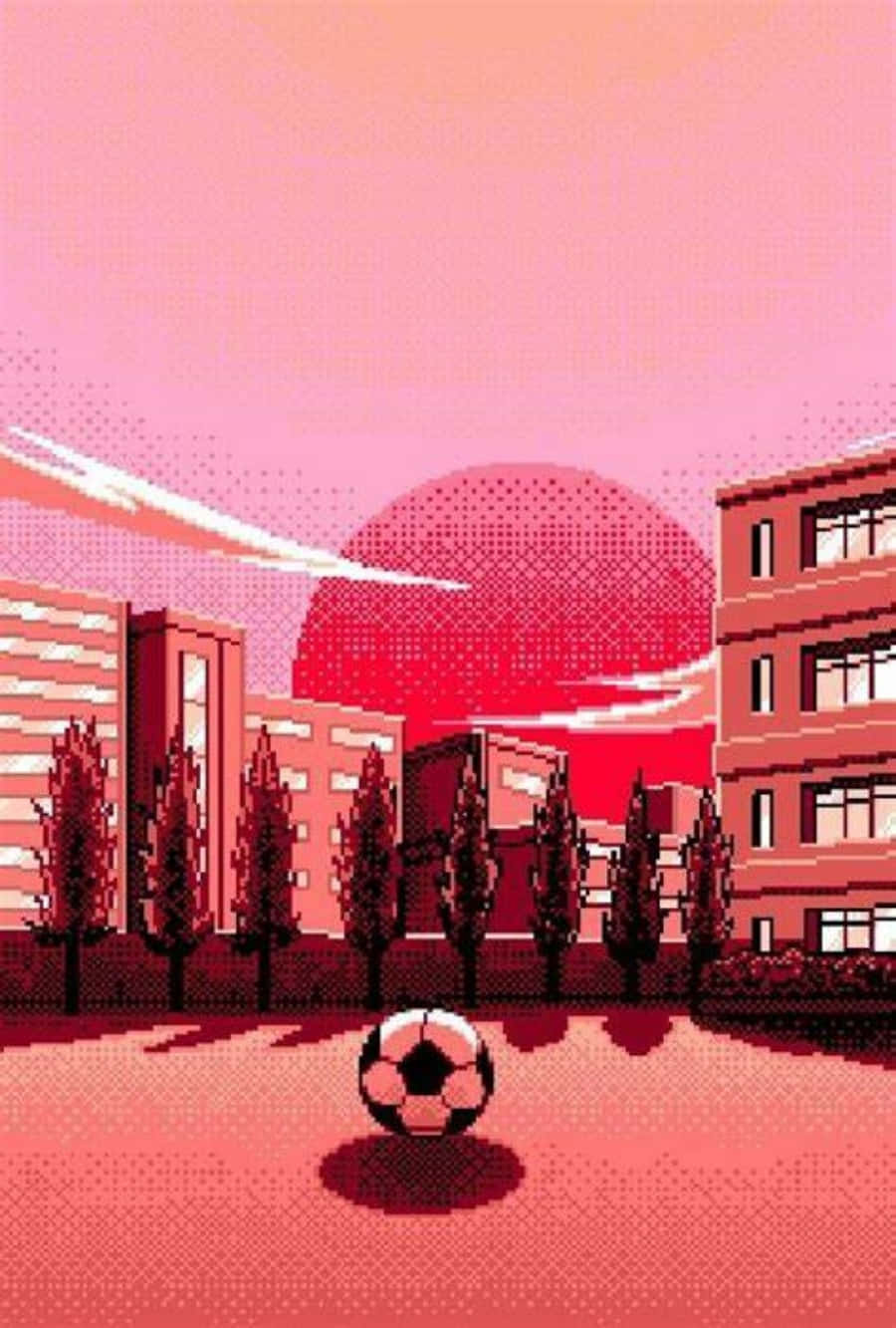 Soccer Aesthetic, pink sunset, courtyard, HD Phone Wallpaper