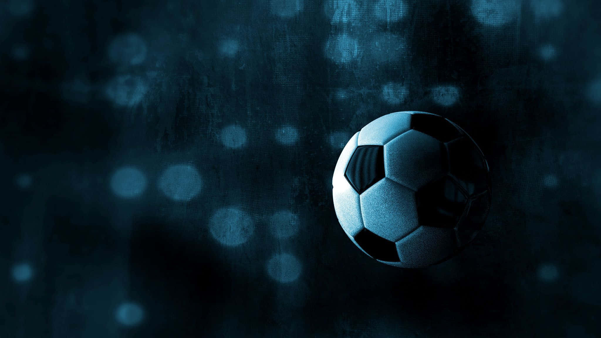 black and white soccer ball, cool blue light, textured dark background, Full HD Desktop Wallpaper