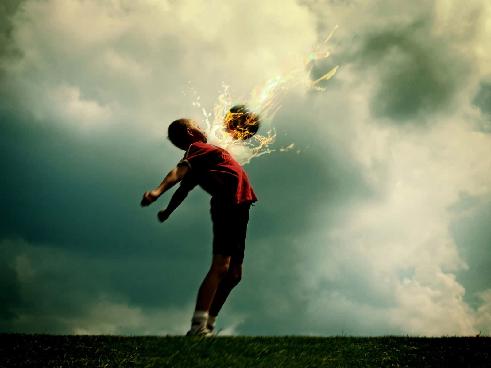 Best Sports, soccer ball, red shirt, HD Desktop Wallpaper