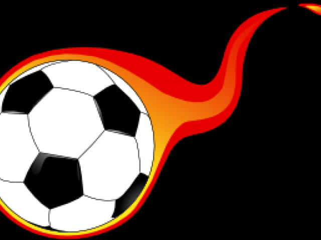 flaming soccer ball, black and white soccer ball, orange and red flame trail, SD Desktop Wallpaper