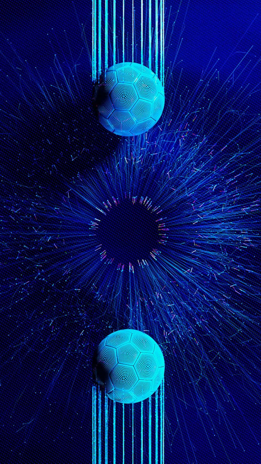 Soccer Aesthetic, blue aesthetic, glowing blue soccer balls, HD Phone Wallpaper