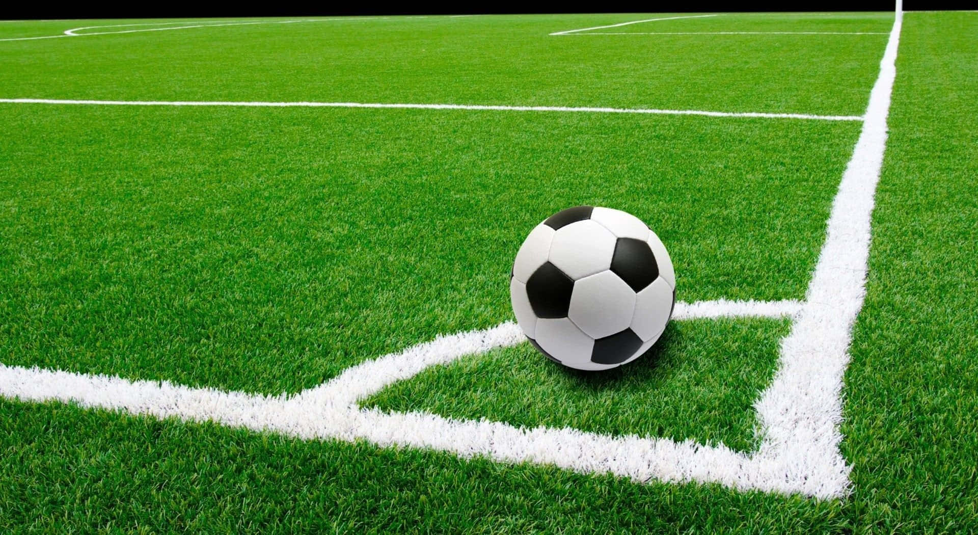 classic soccer ball, black and white soccer ball, corner line, Full HD Desktop Wallpaper