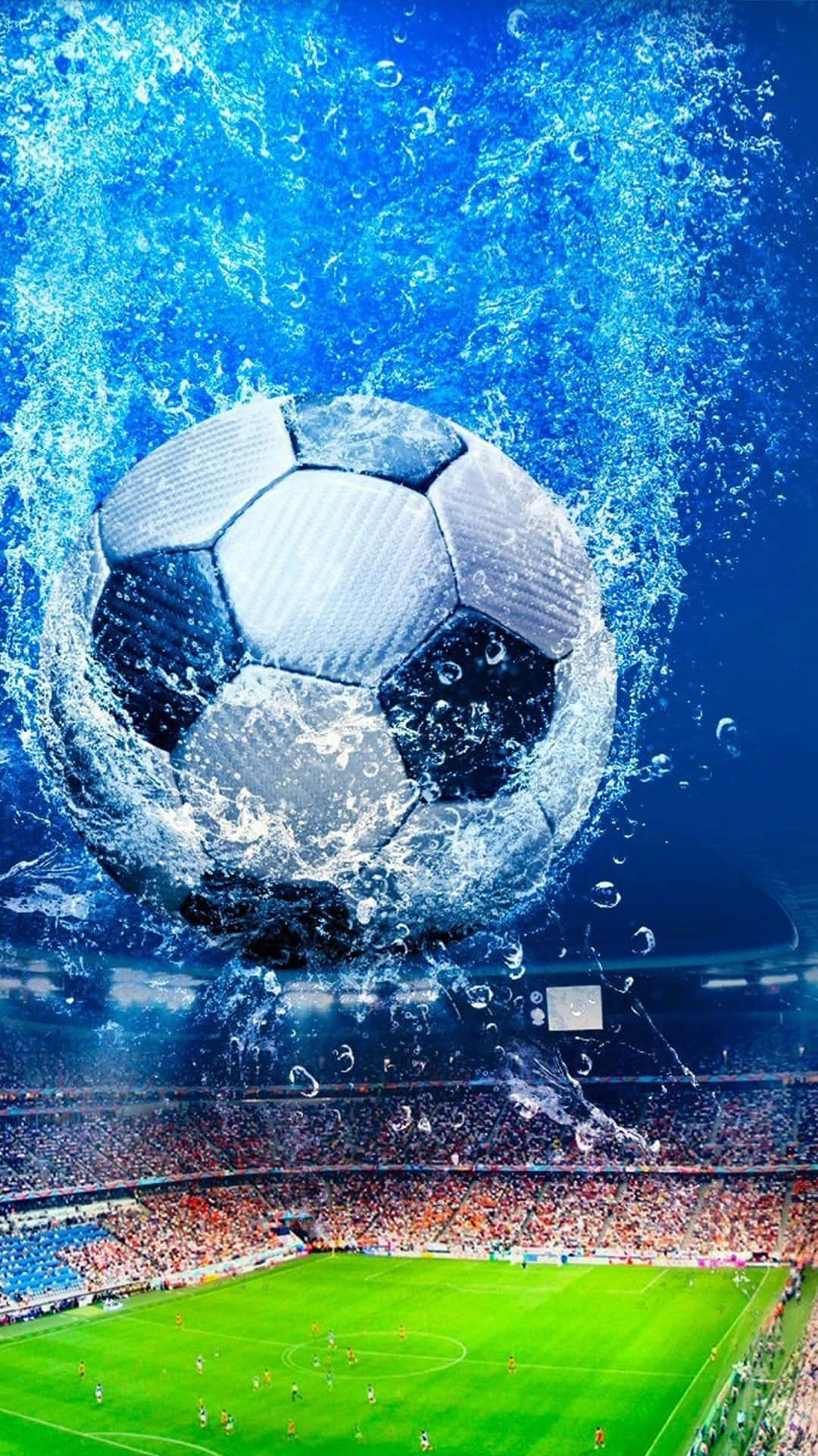 soccer ball, water, packed stadium, Full HD Phone Wallpaper