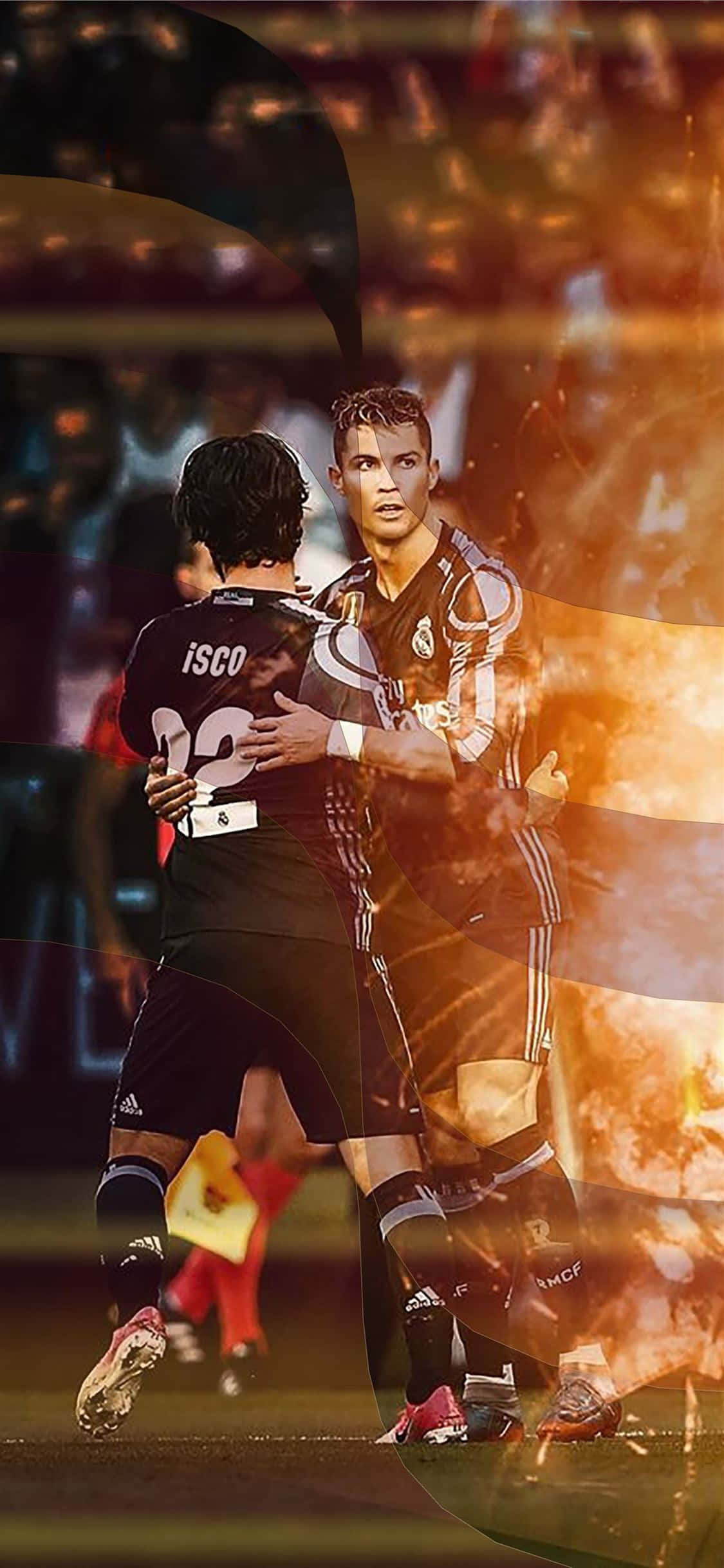 Soccer iPhone, fiery orange, black abstract overlays, Full HD Phone Wallpaper