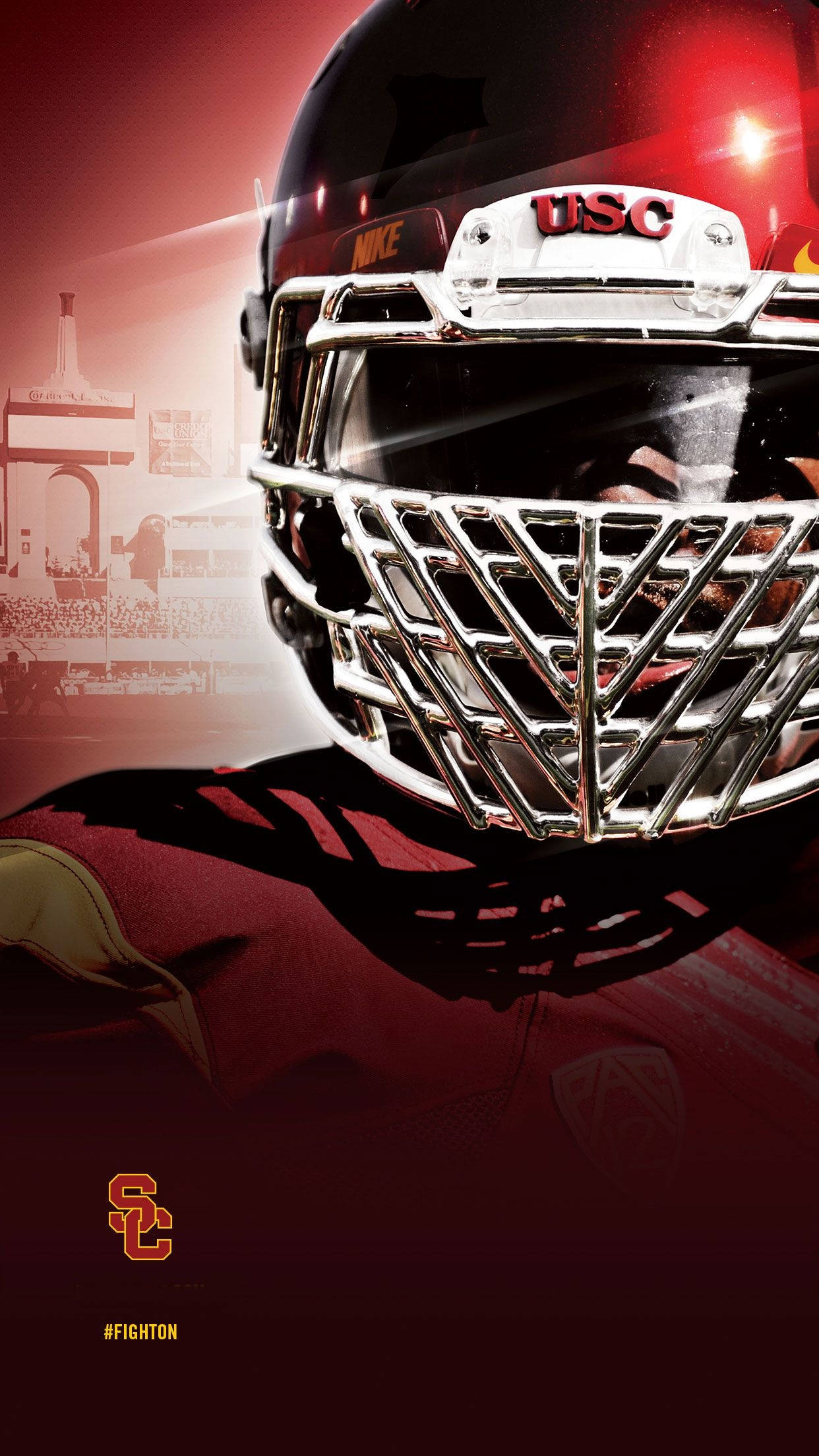 USC football player, helmet, chrome faceguard, Full HD Phone Wallpaper