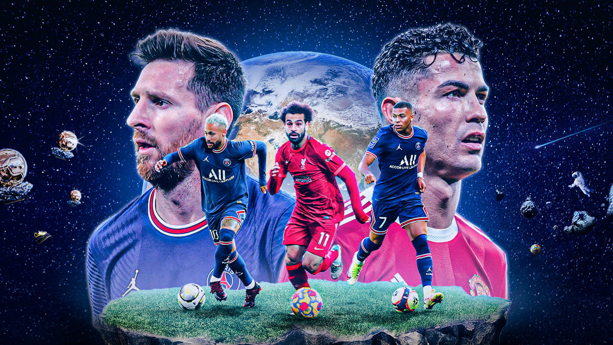 soccer team, players on the field, floating grass pitch, Full HD Desktop Wallpaper