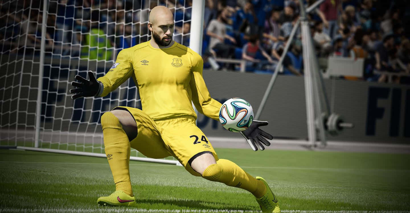 yellow kit, colorful soccer ball, goal net, HD Desktop Wallpaper