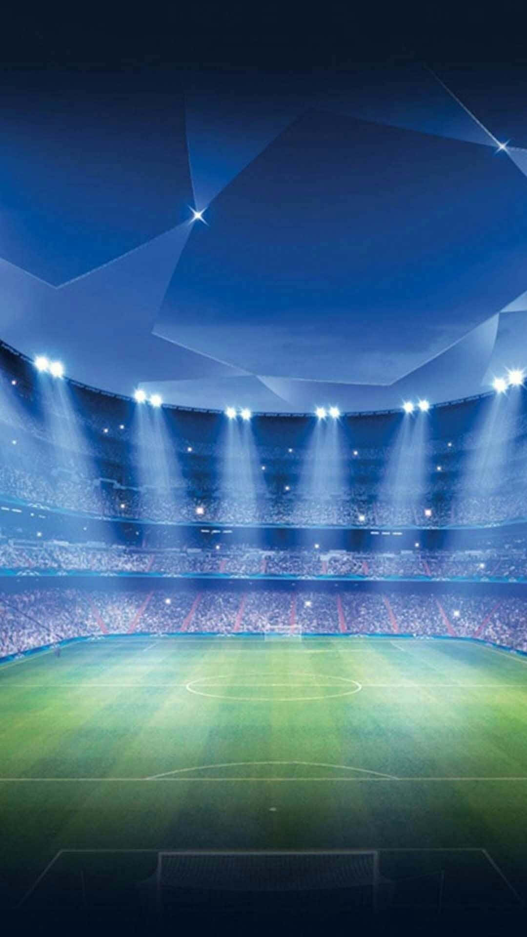 soccer stadium, green pitch, dark geometric ceiling, Full HD Phone Wallpaper