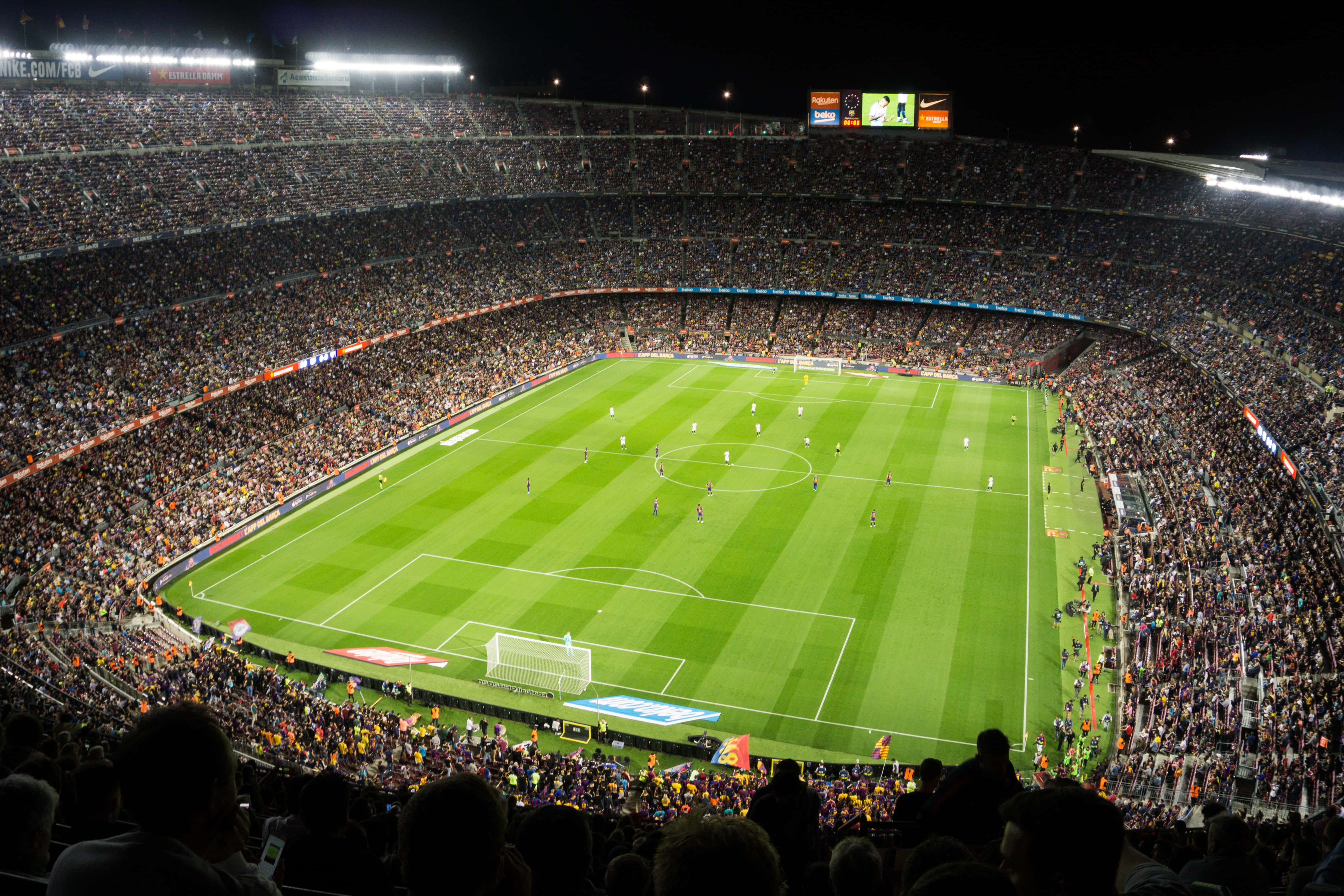 soccer stadium, night, floodlights, 5K Desktop Wallpaper