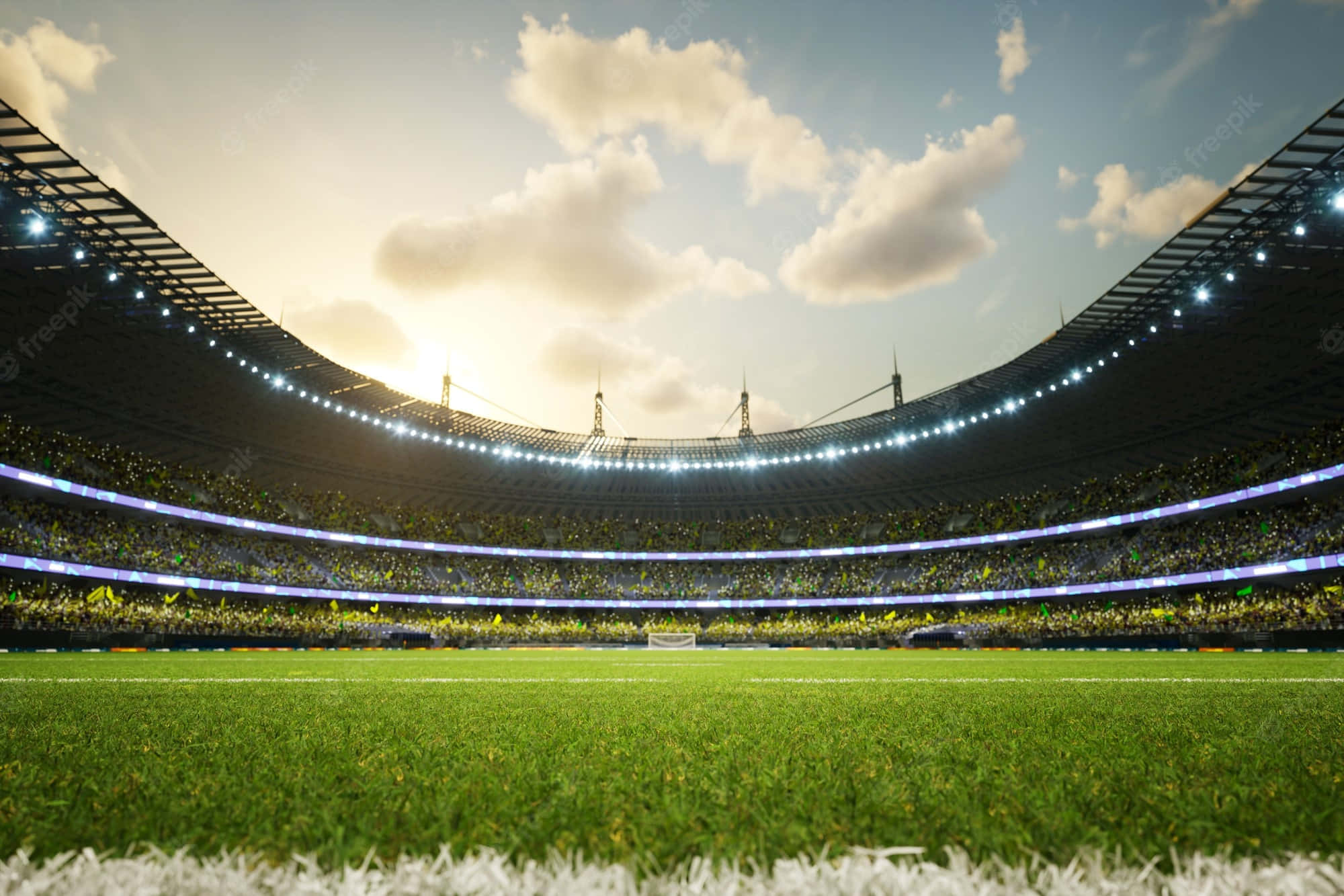 Soccer Stadium, football stadium, cheering fans, Full HD Desktop Wallpaper