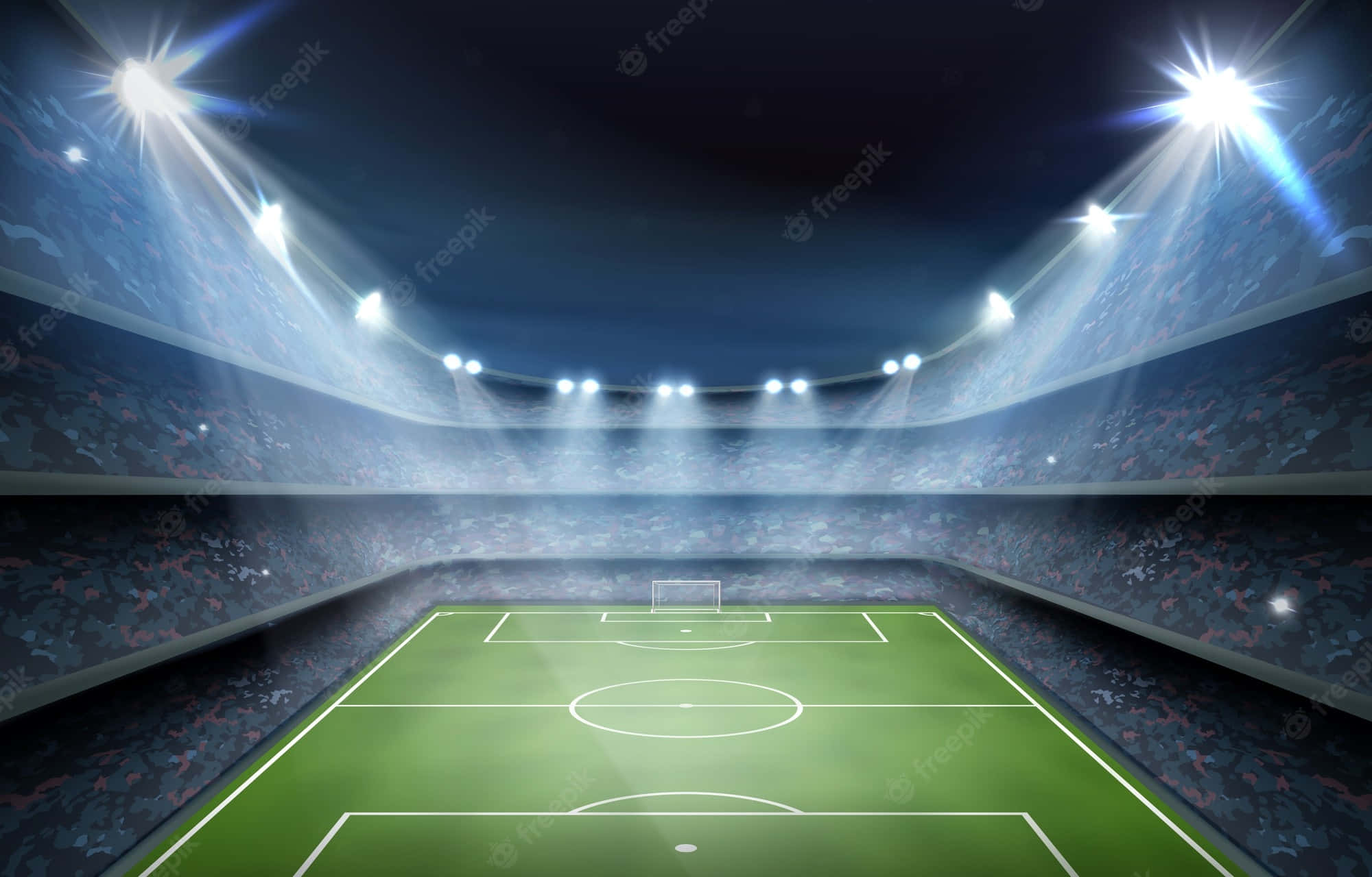 soccer stadium, night, glowing floodlights, Full HD Desktop Wallpaper
