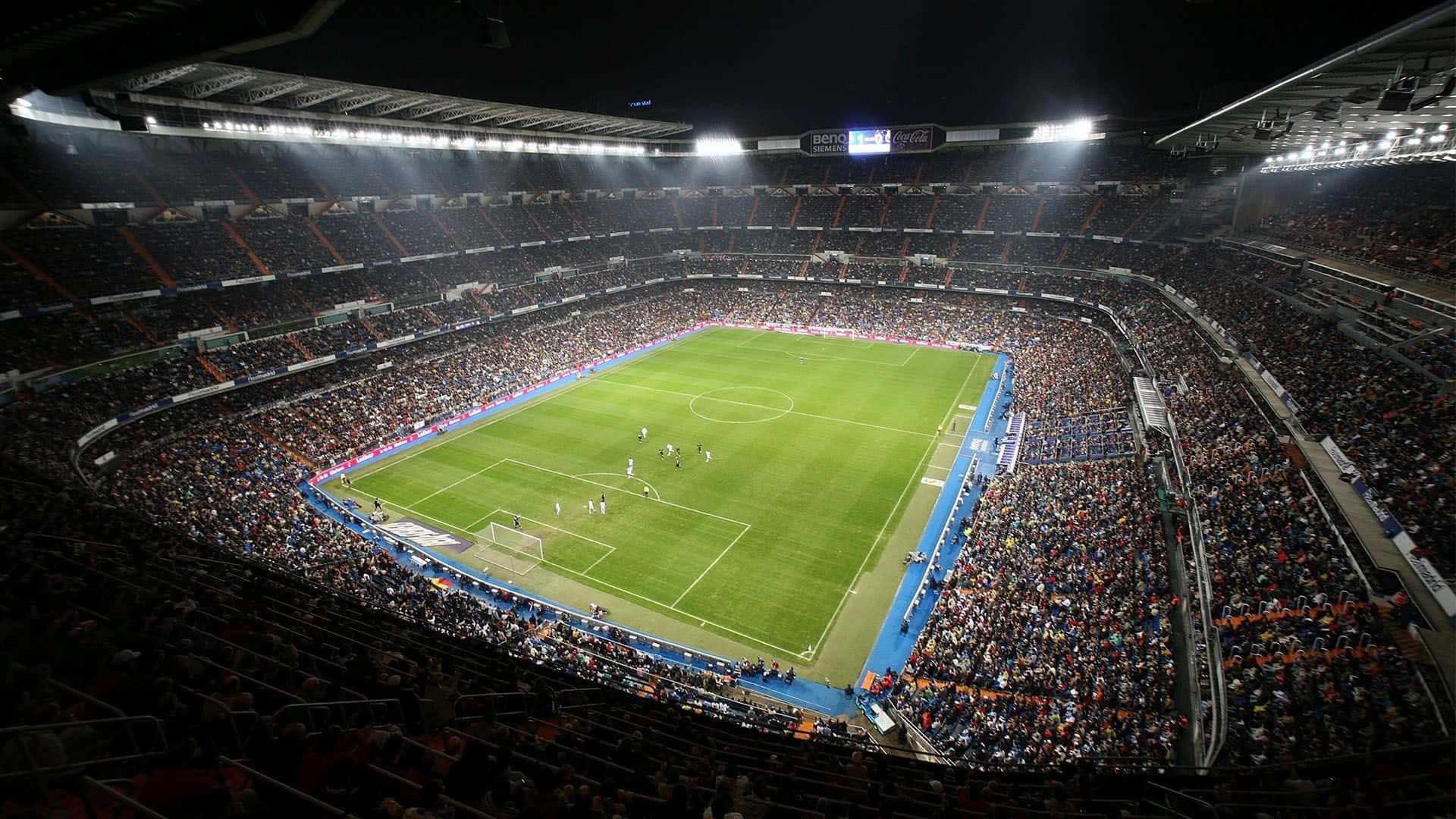 Soccer Stadium, night, brightly lit, Full HD Desktop Wallpaper